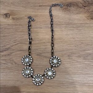 J. Crew Silver and Gold Floral Necklace